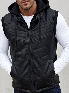 FRIED DENIM NYC Men's Black Hooded Vest